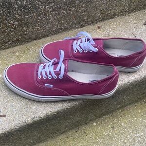 Vans Maroon Canvas Sneakers with White Accents